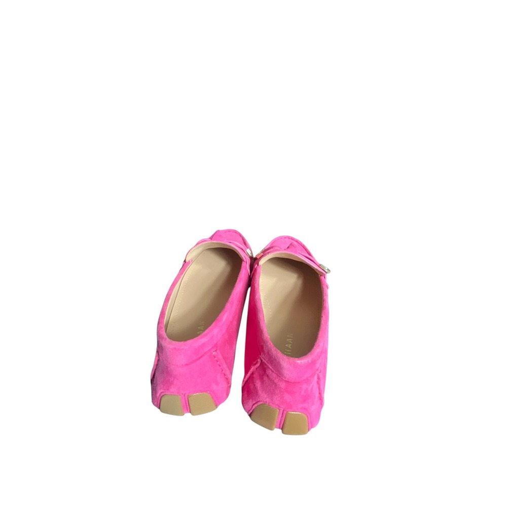 Cole Haan Evelyn Loafers Women 7.5 Pink Suede Driver Knotted Strap Gold Accent - Picture 4 of 11